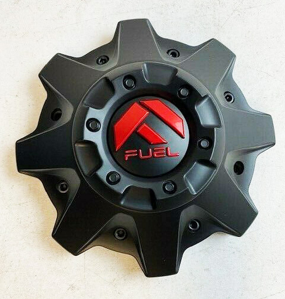 FUEL 8LUG CAP MT-BLACK / RED LOGO - 1002-53MBQ