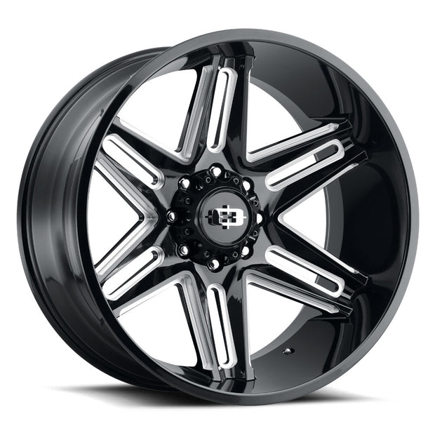 Vision Razor 20x10 8x165.1 -25mm Gloss Black Milled Spoke : 363-20081GBMS-25