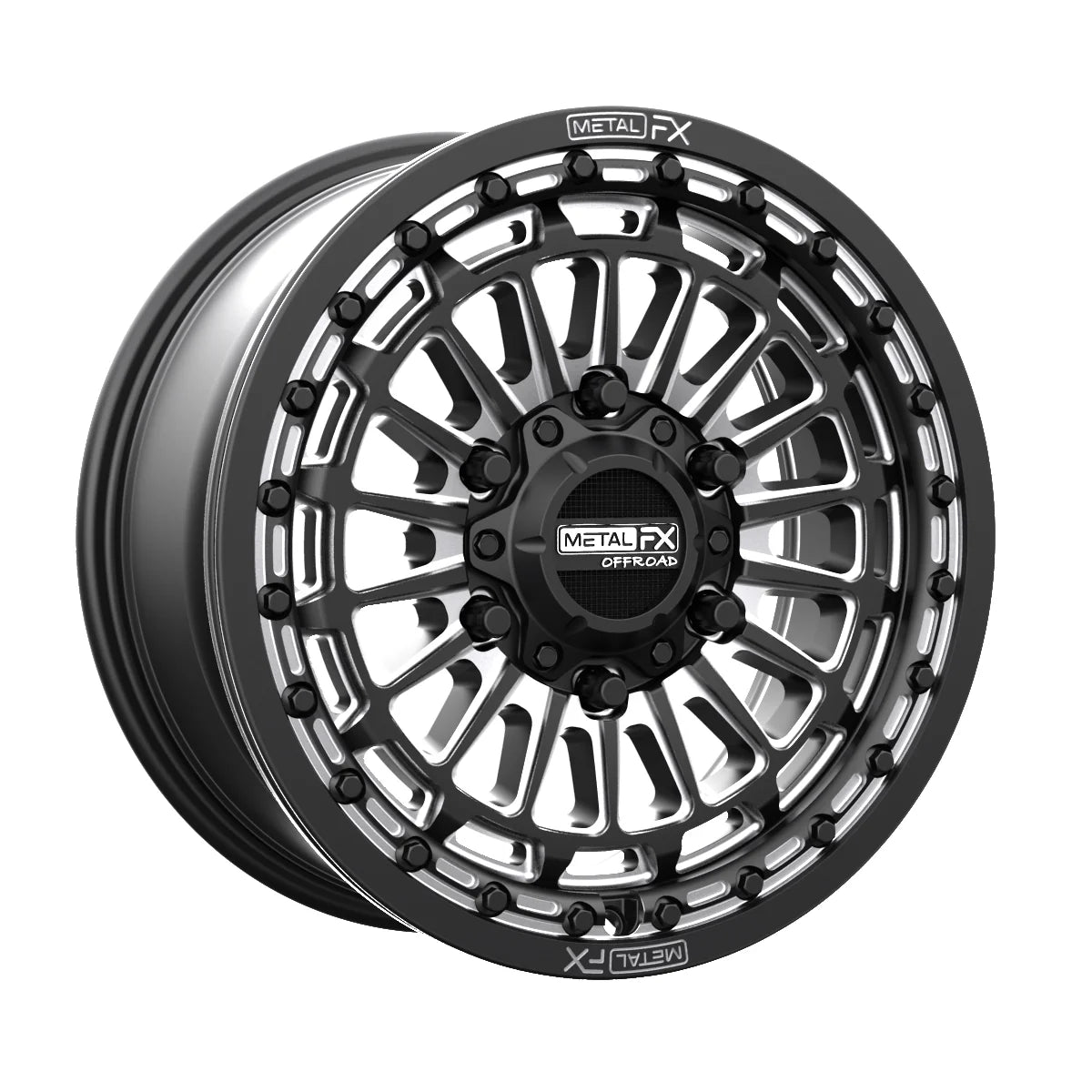 METAL FX UTV Delta Beadlock 15x7 4x136/4x137 BC 110.2 CB +25 Offset 5.0 BS Satin Black/Contrast Cut  - 78302