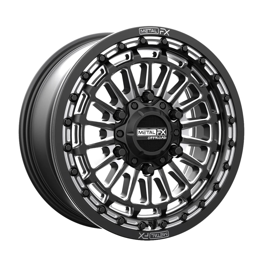METAL FX UTV Delta Beadlock 15x7 4x136/4x137 BC 110.2 CB +25 Offset 5.0 BS Satin Black/Contrast Cut  - 78302
