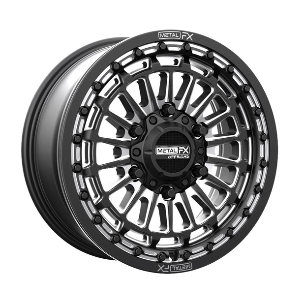 METAL FX UTV Delta R Beadlock 15x7 5x114.3 BC 66.1 CB +38 Offset 5.4 BS Satin Black/Contrast Cut  - 78322