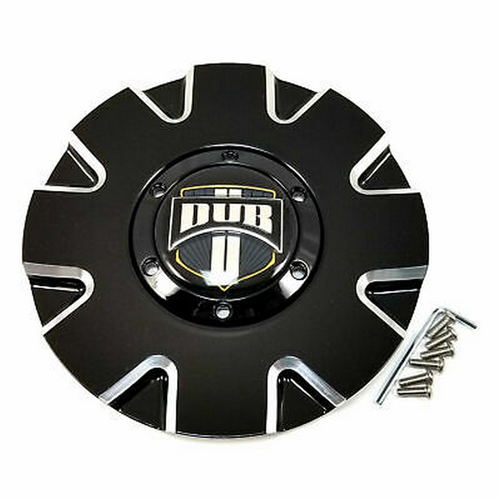 DUB PUSH CAP-BLACK/MILLED EDGE - 16390-15BME