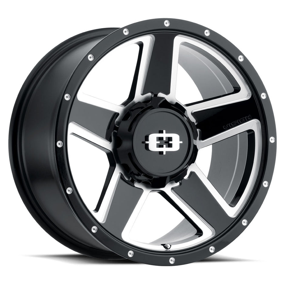 Vision Empire 15x6 5x114.3/5x127 0mm Gloss Black Milled Spoke : 390VTA5607GBMS0