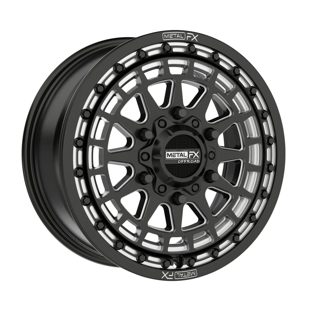 METAL FX UTV Outlaw 6R Beadlock 15x7 6x139.7 BC 78.1 CB +61mm Offset 6.3 BS Satin Black/Contrast Cut  - 78550