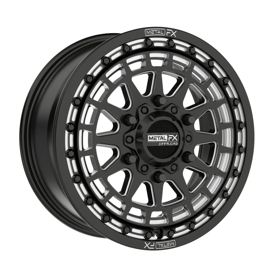 METAL FX UTV Outlaw 6R Beadlock 15x7 6x139.7 BC 78.1 CB +61mm Offset 6.3 BS Satin Black/Contrast Cut  - 78550