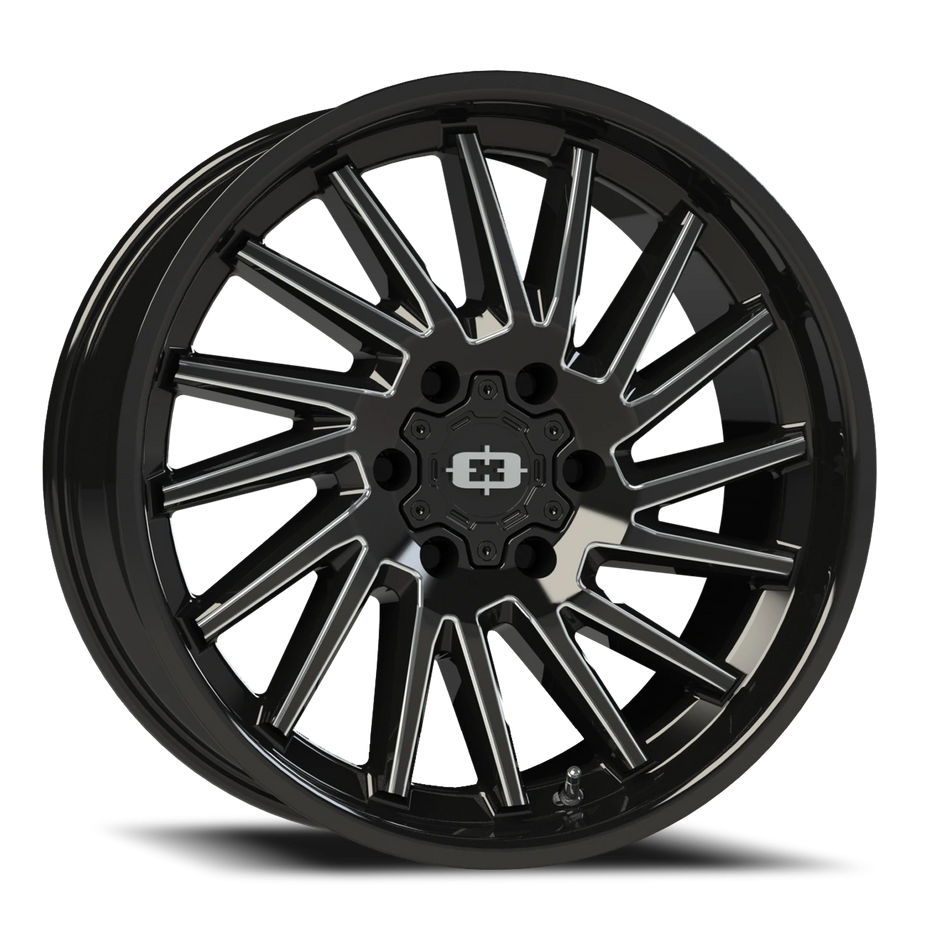 Vision Rapier 20x12 6x135 -51mm Gloss Black Milled Spoke : 306-20236GBMS-51