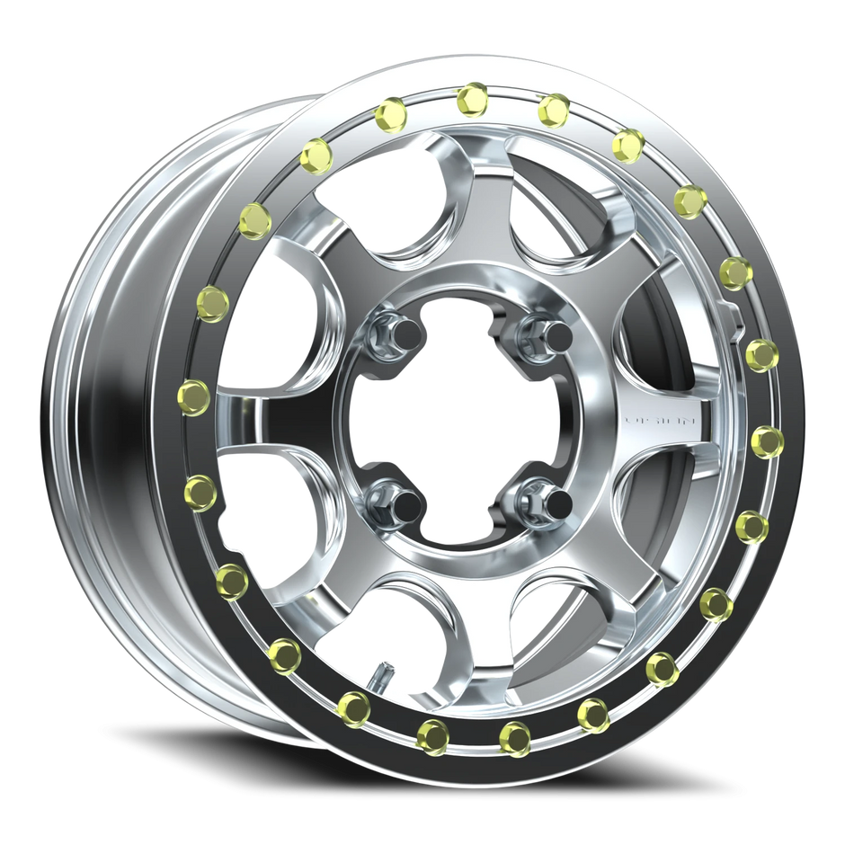 Vision Flow 15x6 4x136 50.6mm As-Cast Machined Face Machined Ring/Lip : 351BL156136ACMFMR55