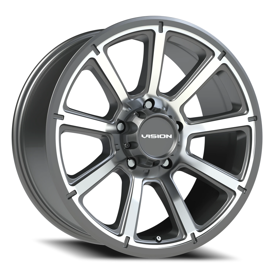 Vision Turbine 16x8 5x114.3 0mm Gunmetal Machined Face : 353-6865GMMF0