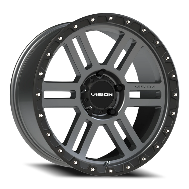 Vision Manx2 20x9 5x127 10mm Satin Grey (W/ Satin Black Lip SS Bolts) : 354-2973SGBL10
