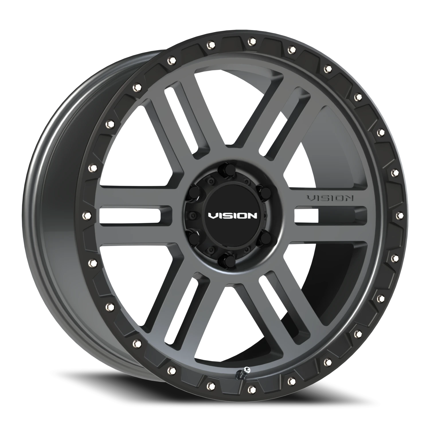 Vision Manx2 20x9 6x139.7 12mm Satin Grey (W/ Satin Black Lip SS Bolts) : 354-2983SGBL12