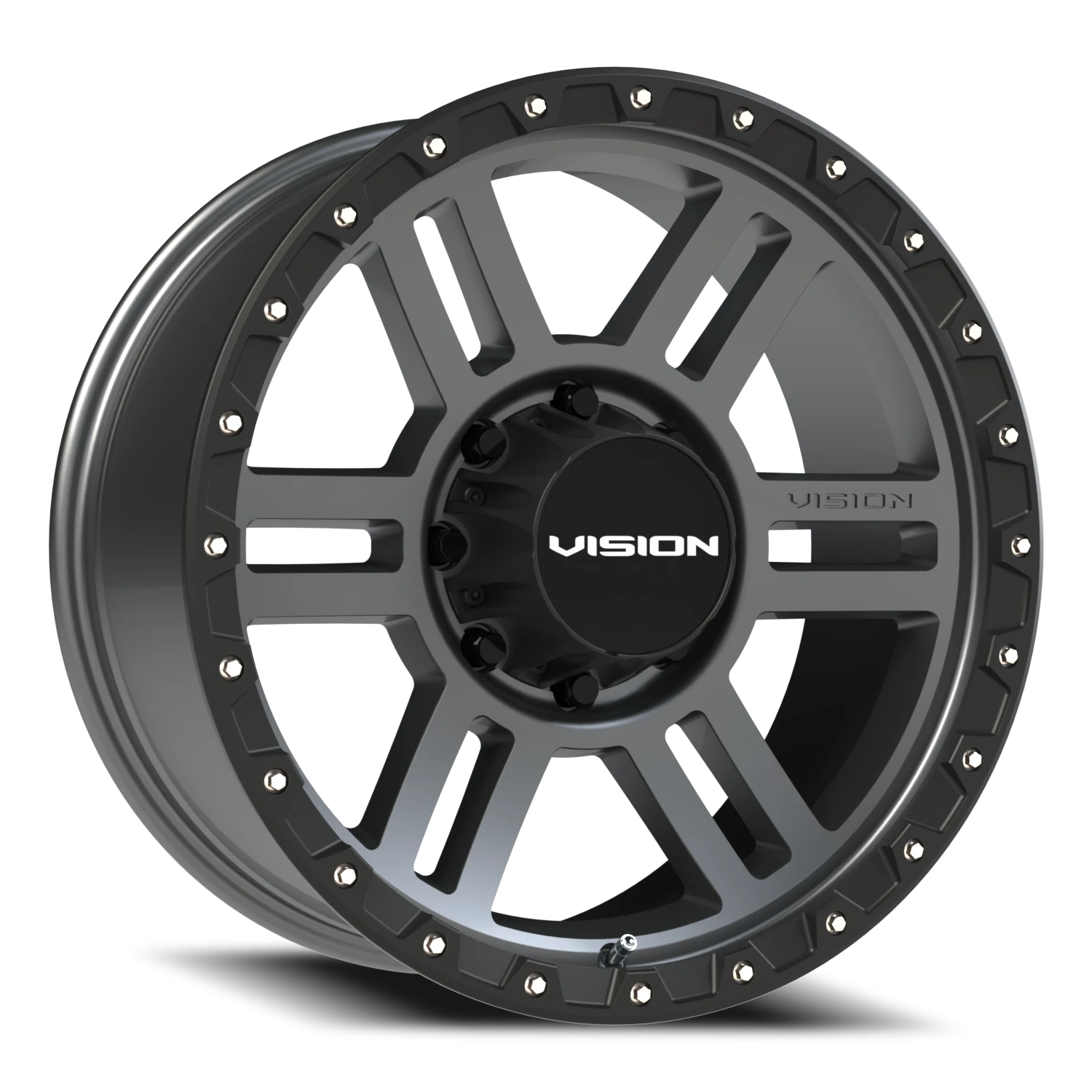 Vision Manx2 20x9 8x165.1 12mm Satin Grey (W/ Satin Black Lip SS Bolts) : 354-2981SGBL12