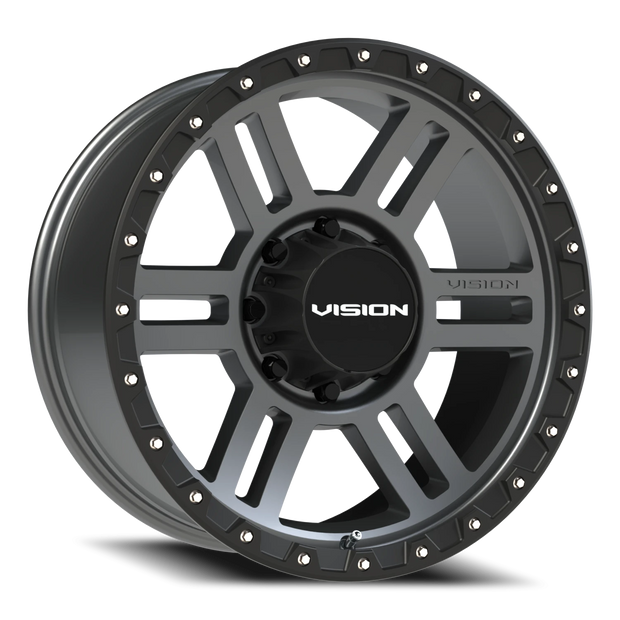 Vision Manx2 20x9 8x165.1 12mm Satin Grey (W/ Satin Black Lip SS Bolts) : 354-2981SGBL12