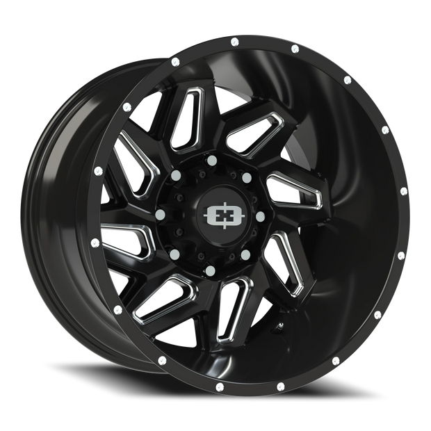 Vision Spyder 20x10 8x165.1 -25mm Gloss Black Milled Spoke : 361-20081GBMS-25