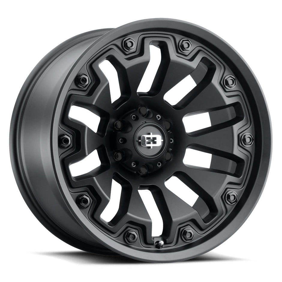 Vision Armor 18x9 5x139.7 12mm Satin Black with Black Bolt Inserts : 362-8985SBB12