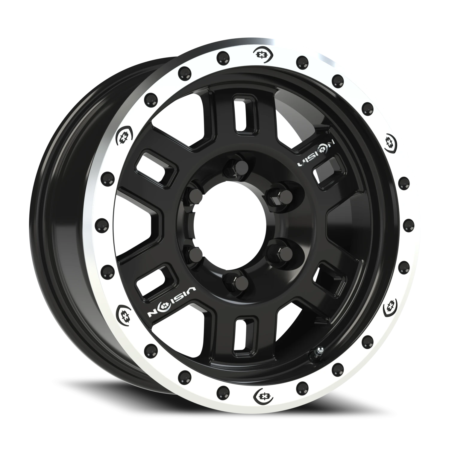 Vision Manx Beadlock 17x8.5 6x139.7 -15mm Gloss Black (Offroad Use Only/ No Clear Coat/ 60d lug taper) : 398BLZ7883BMR-15