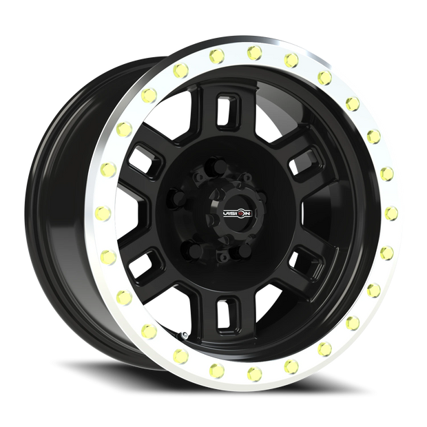 Vision Manx 16x8 5x127 0mm Gloss Black Machined Lip : 398-6873GBML0