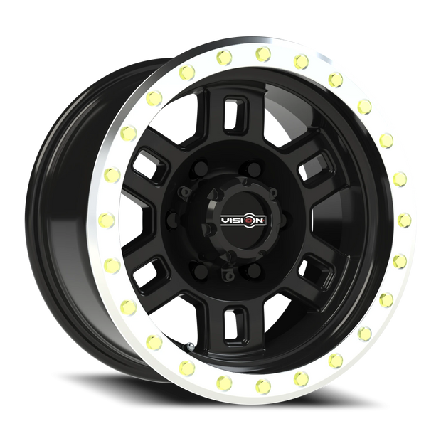 Vision Manx 18x9 6x135 18mm Gloss Black Machined Lip : 398-8936GBML18