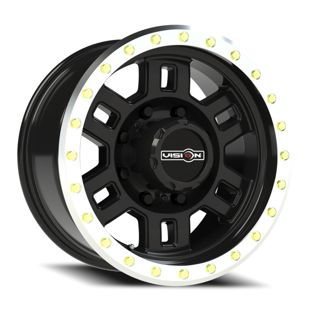 Vision Manx 18x9 8x165.1 -12mm Gloss Black Machined Lip : 398-8981GBML-12