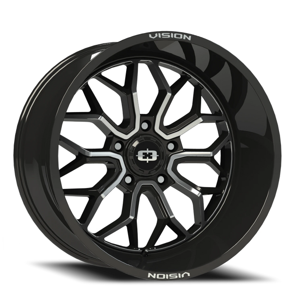 Vision Riot 20x10 5x139.7 -25mm Gloss Black Machined Face : 402-20085GBMF-25