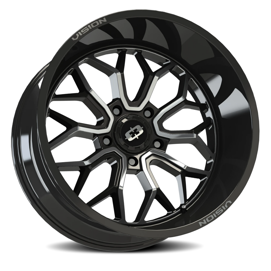 Vision Riot 20x10 5x150 -25mm Gloss Black Machined Face : 402-20050GBMF-25