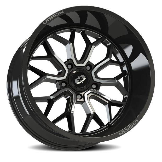 Vision Riot 20x10 5x139.7 -25mm Gloss Black Machined Face : 402-20085GBMF-25