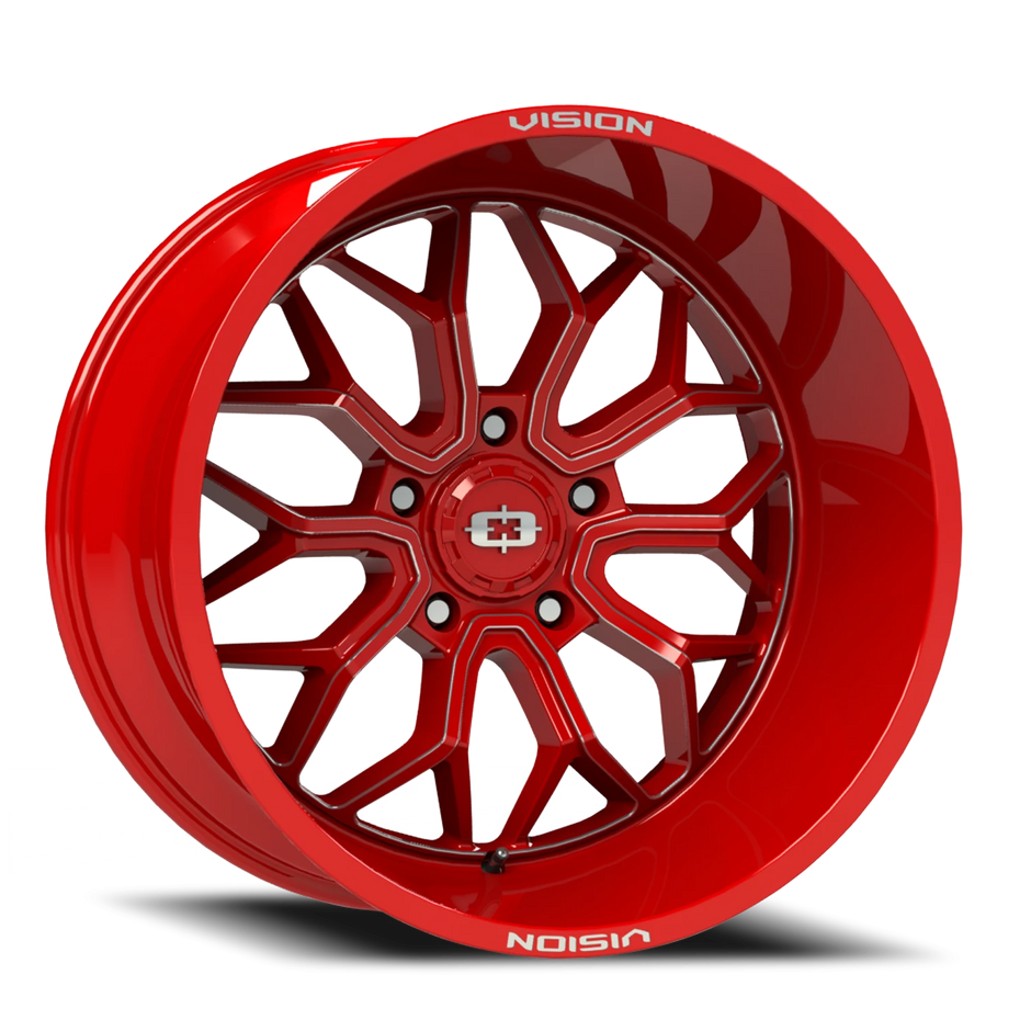 Vision Riot 20x9 5x127 10mm Red Tint Milled Spoke : 402-2973RTMS10