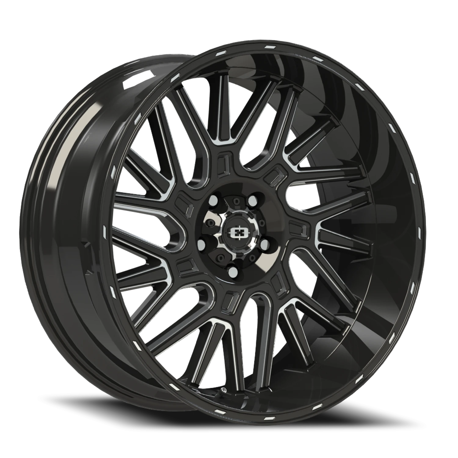Vision Brawl 22x10 5x127 -19mm Gloss Black Milled Spoke : 404-22073GBMS-19