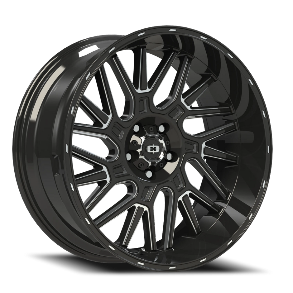 Vision Brawl 22x10 5x127 -19mm Gloss Black Milled Spoke : 404-22073GBMS-19