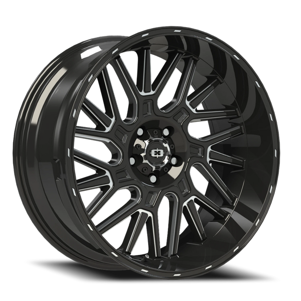 Vision Brawl 20x10 5x127 -25mm Gloss Black Milled Spoke : 404-20073GBMS-25