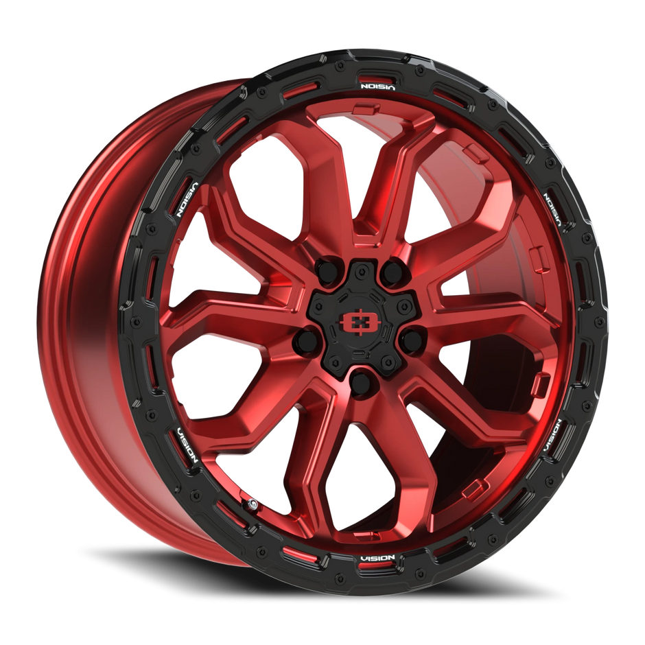 Vision Korupt 16x8 5x127 0mm Gloss Red w/Gloss Black Lip : 405-6873GRGBL0