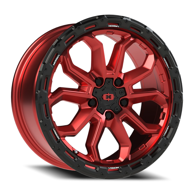 Vision Korupt 20x9 5x139.7 -12mm Gloss Red w/Gloss Black Lip : 405-2985GRGBL-12