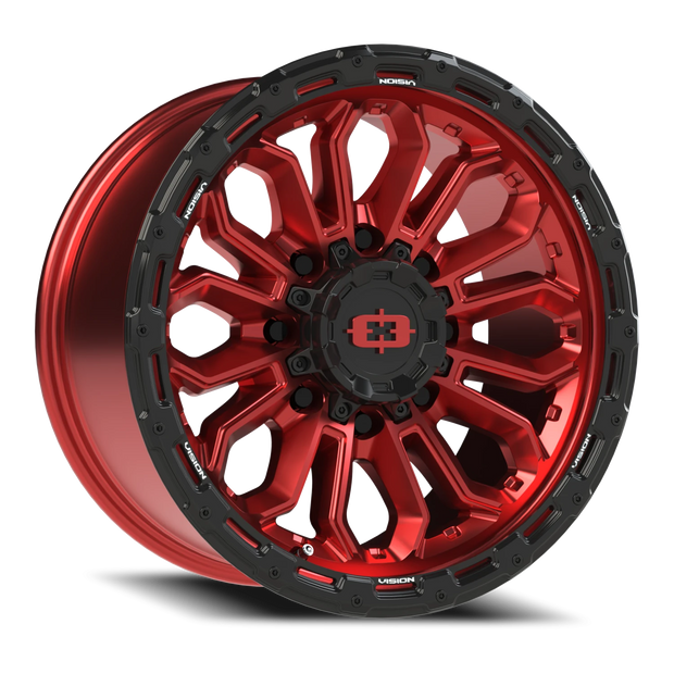 Vision Korupt 20x9 8x165.1 12mm Gloss Red w/Gloss Black Lip : 405-2981GRGBL12