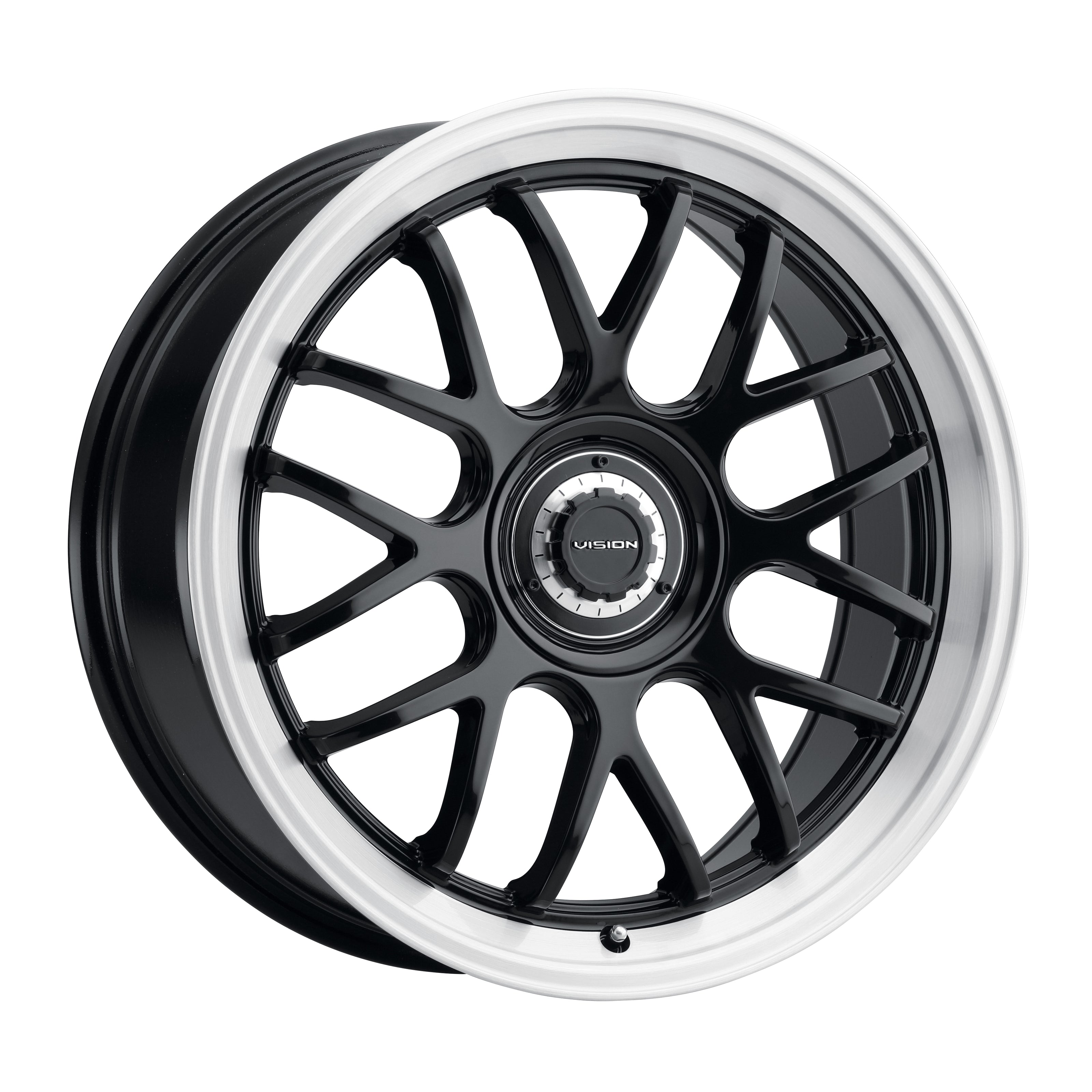 Vision Alpine 18x8.5 5x114.3/5x120 35mm Gloss Black Brushed Lip : 478-8821GBBRL35