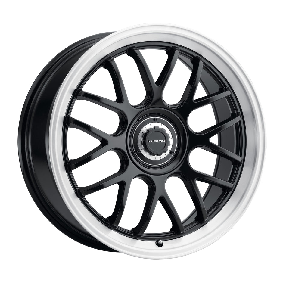 Vision Alpine 18x8.5 5x114.3/5x120 35mm Gloss Black Brushed Lip : 478-8821GBBRL35