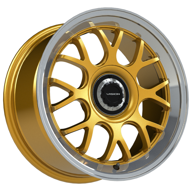 Vision Alpine 20x8.5 5x108/5x114.3 35mm Gold Machined Lip : 478-2814GOML35