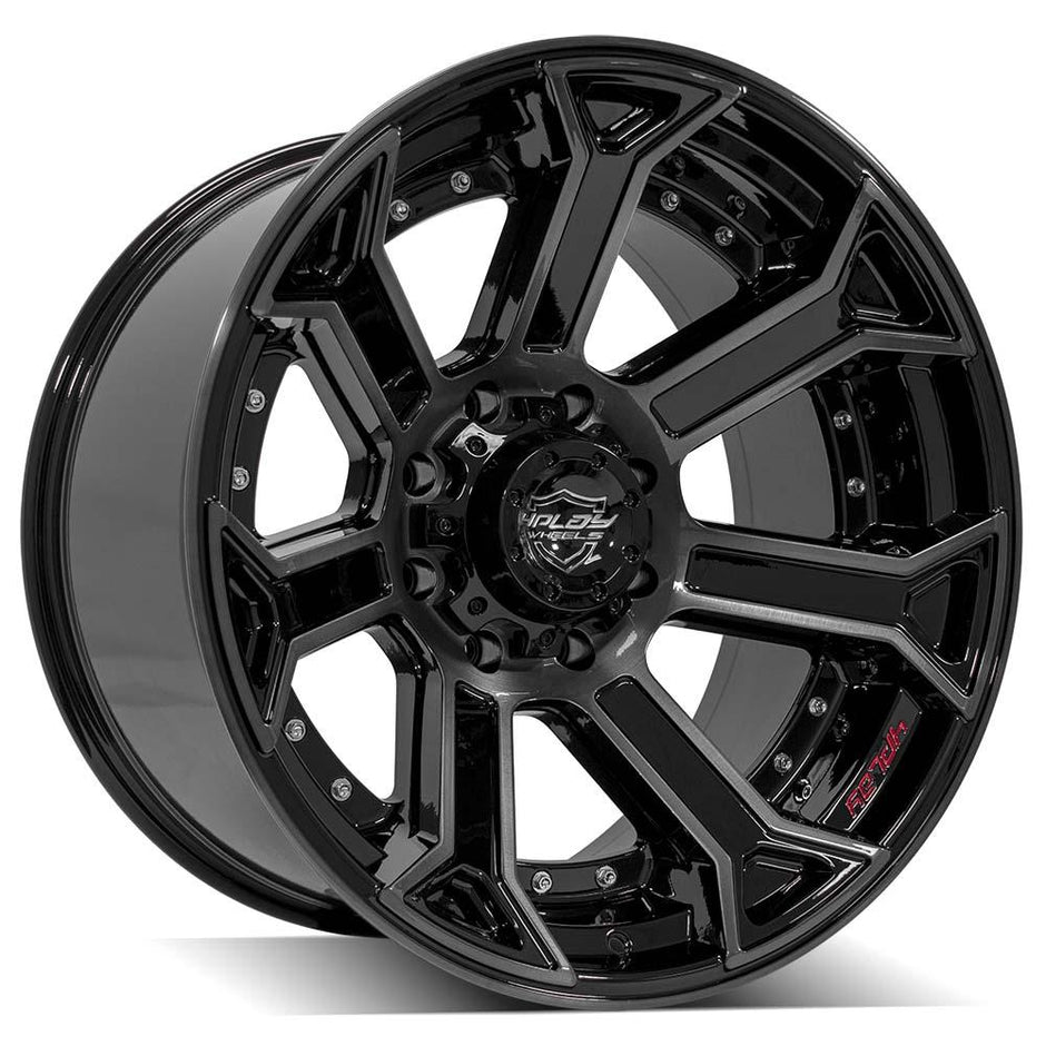 4PLAY Gen2 4P70 22x12 8x6.5" -44et in Brushed Black - 4P70-22120-8650-44BBT