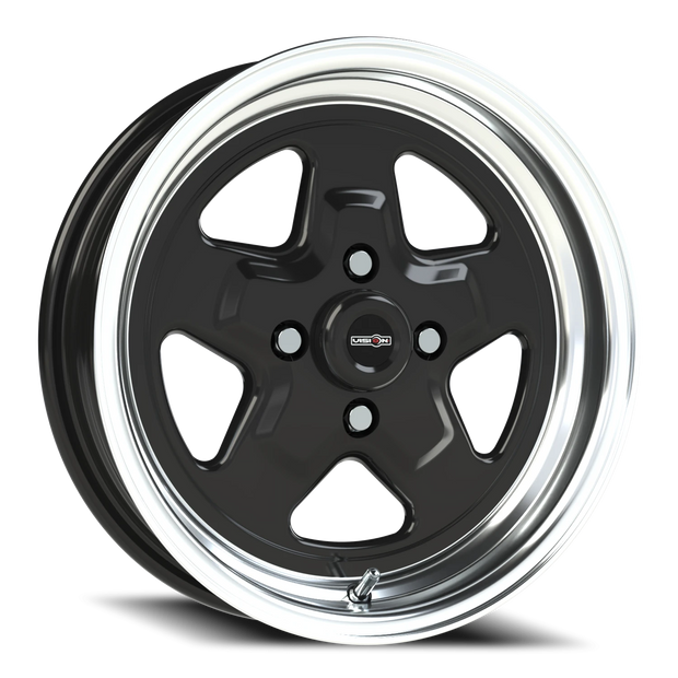 Vision Nitro 15x7 4x108 0mm Gloss Black Machined Lip : 521H5734B0