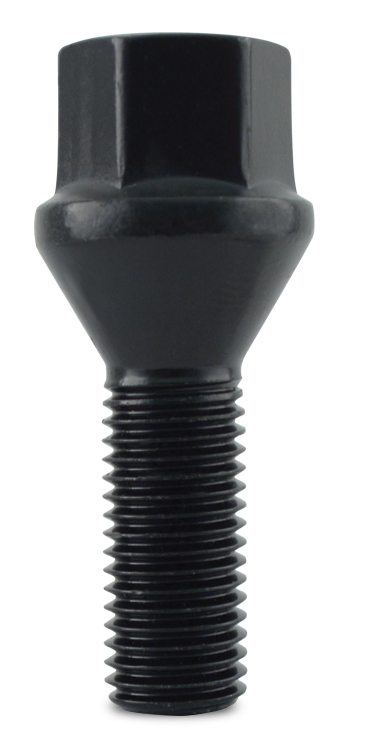 14x1.5 Lug Bolt (24mm) Bulge Acorn (18 Point) 5 Lug 0.95' Black 16 lugs/ 4 locks/ 1 key