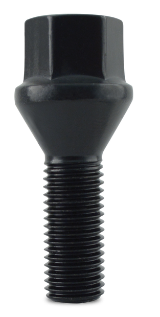 14x1.5 Lug Bolt (24mm) Bulge Acorn (18 Point) 5 Lug 0.95' Black 16 lugs/ 4 locks/ 1 key