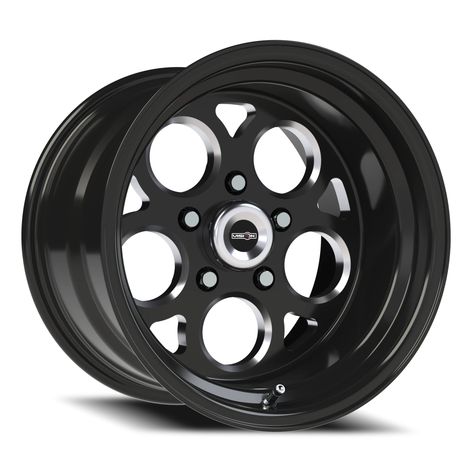 Vision Sport Mag 15x10 5x114.3 0mm Gloss Black with Milled Windows : 561-5165B0