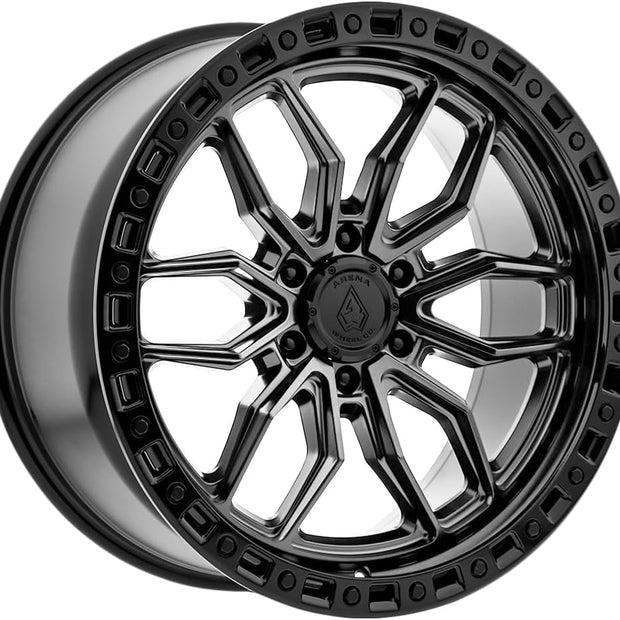 ARENA 20x9 HUSTLE 6x135  0 5.03 87.12 SATIN GUN METAL CENTER SATIN BLACK LIP  - A109209089P00005