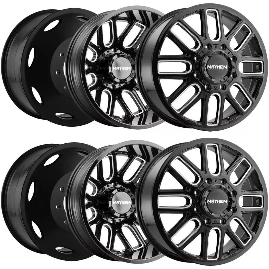 MAYHEM COGENT DUALLY 8107D GLOSS BLACK W/MILLED SPOKES 20X8.25 8-200 (STOCK/LEVELED)