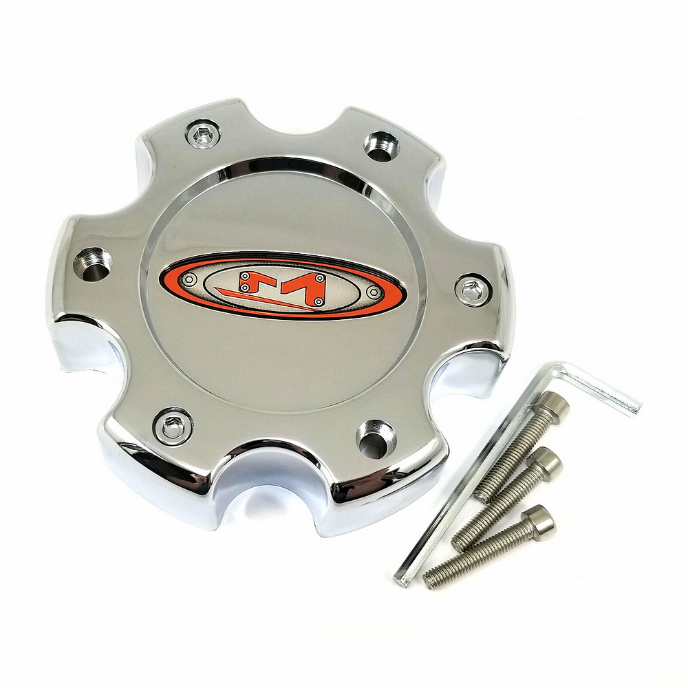 MOTO CAP CHROME 6X135 - RED OVAL LOGO - 845L140-2