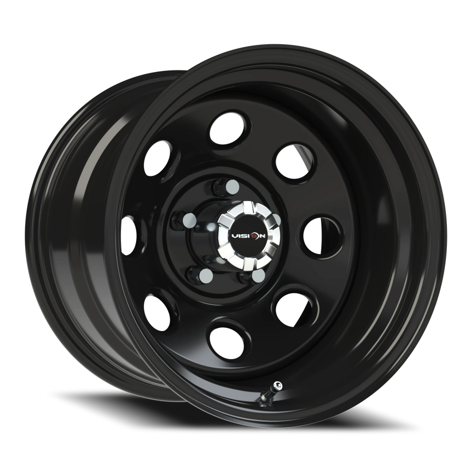 Vision Soft 8 Steel 17x9 5x127 -12mm Gloss Black (CAPS SOLD SEPARATELY) : 85H7973NS