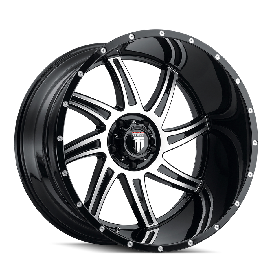 AT162-221252BM AMERICAN TRUXX VORTEX AT162 BLACK/MACHINED 22X12 6-135 -44MM 87.1MM
