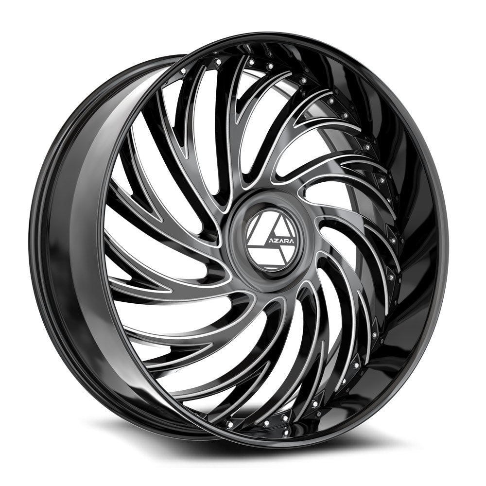 Azara AZX-101 28x9.5 6x135/6x139.7 ET 22 (Gloss Black & Milled) - AZX-10128955722GBM
