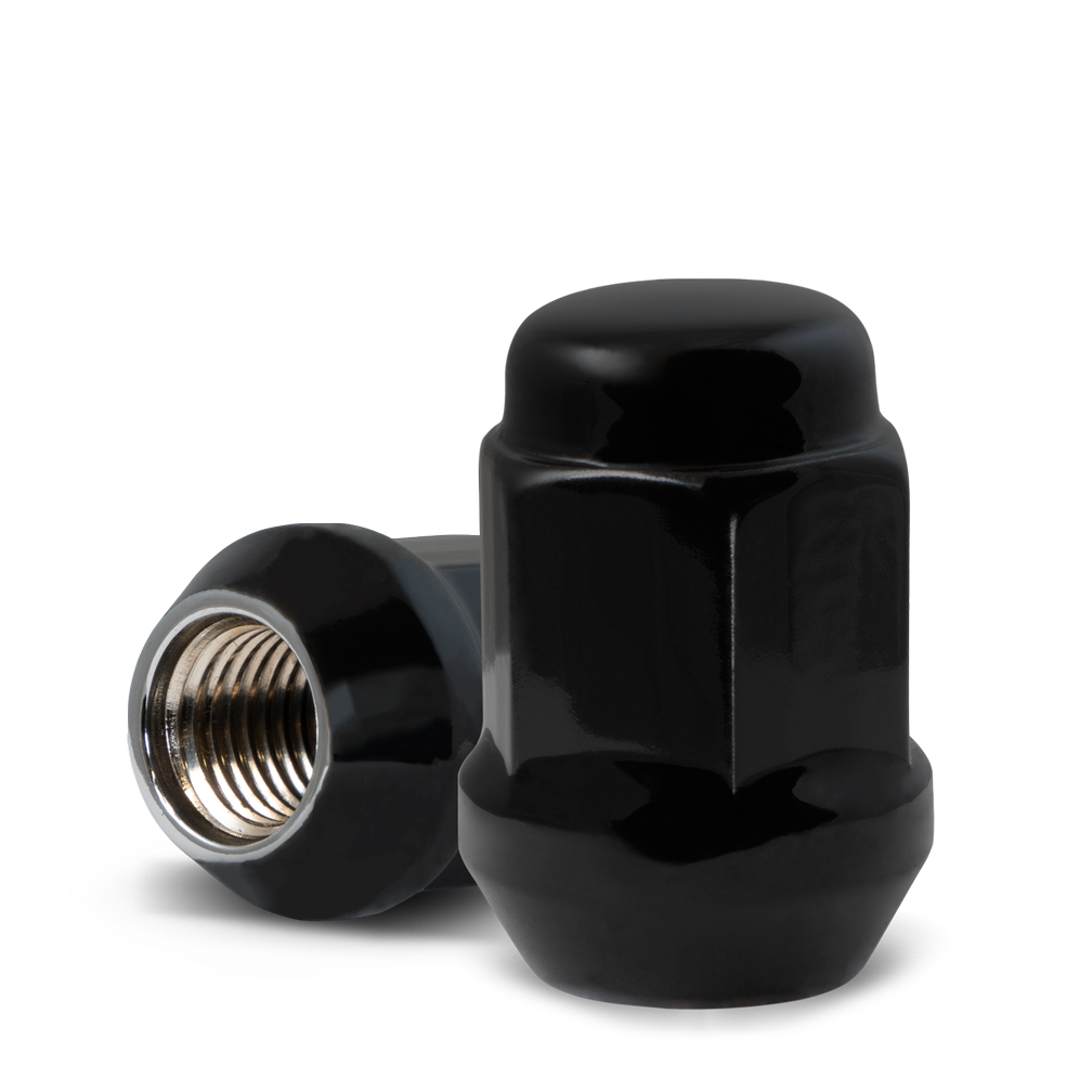 14x2.0 Closed End (Long) Bulge Acorn (18 Point) 6 Lug 1.90' Black 20 lugs/ 4 locks/ 1 key