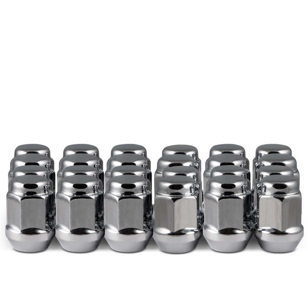 14x2.0 Closed End (Long) Bulge Acorn (18 Point) 6 Lug 1.90' Chrome 20 lugs/ 4 locks/ 1 key