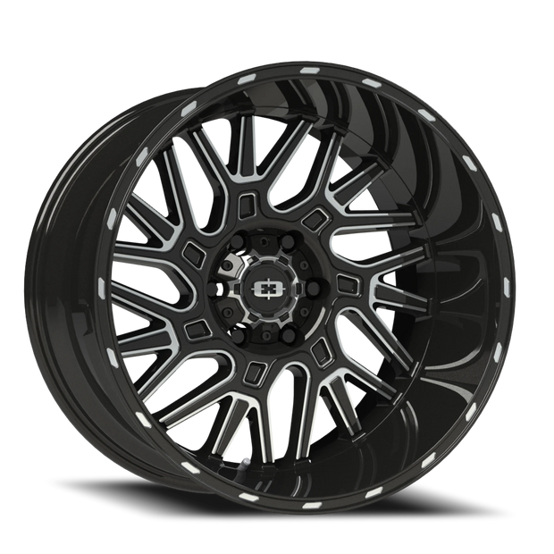 Vision Brawl 20x10 6x135 -25mm Gloss Black Milled Spoke : 404-20036GBMS-25