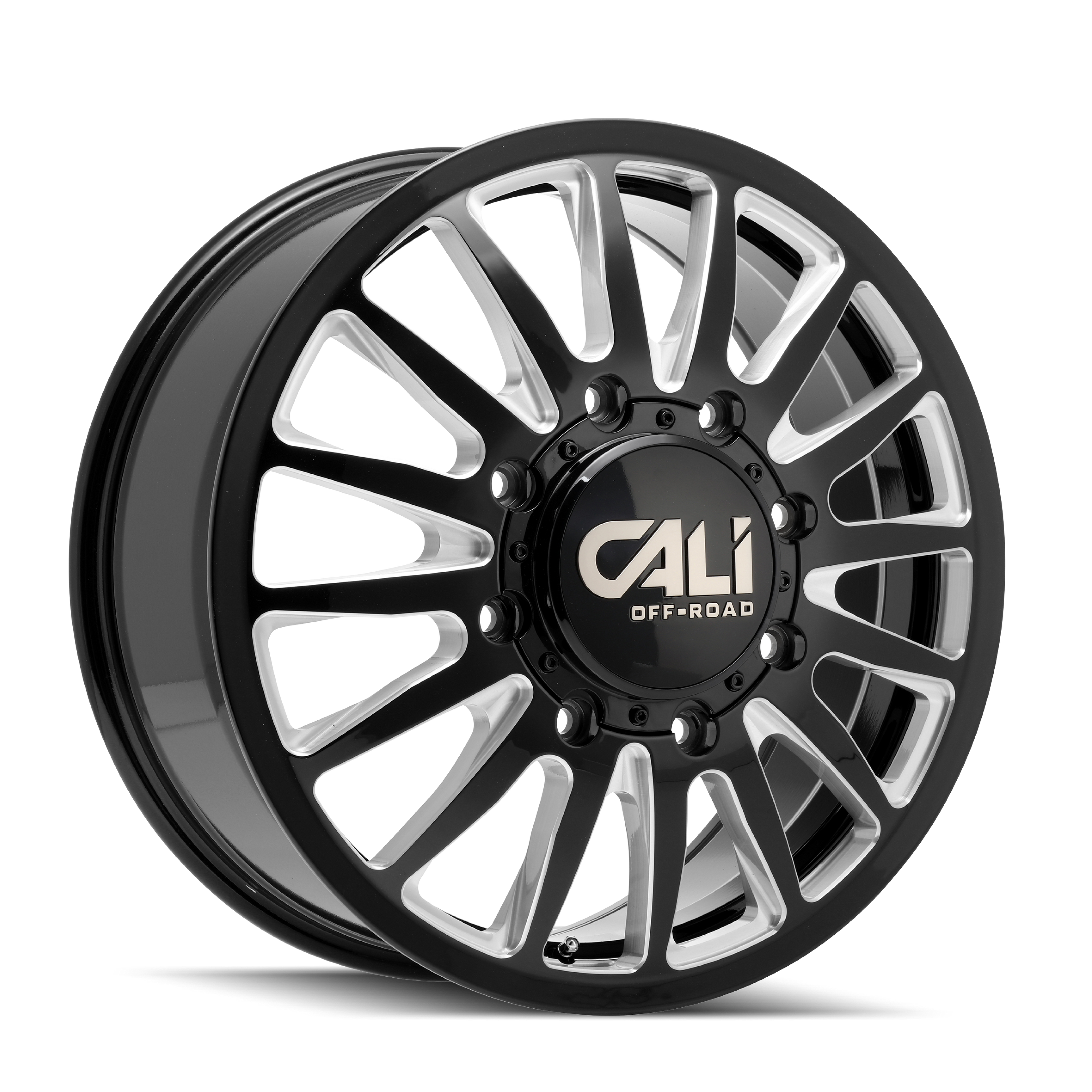 CALI OFF-ROAD SUMMIT DUALLY FRONT 9110 GLOSS BLACK/MILLED SPOKES 20X8.25 8-200 115MM 142MM